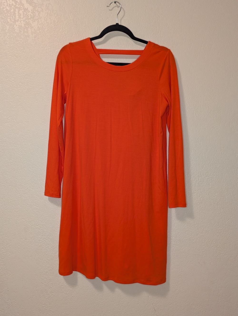 Eileen Fisher V-Back Stretch Tencel Shift Dress In Orange - Picture 1 of 6
